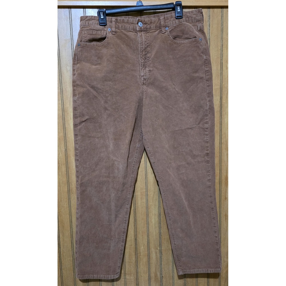 American‎ Eagle Corduroy Pants Women Sz 16 Brown Stretch High Rise Pockets